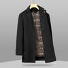 Autumn and Winter Men's Double-sided Woolen Coat Medium and Long Suit Collar Down Removal Liner Wool Plaid Jacket