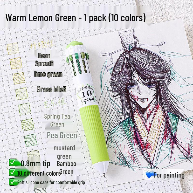 Синий Фрукт 10-цветный набор шариковых ручек быстрого высыхания - Креативные многофункциональные маркеры для рисования