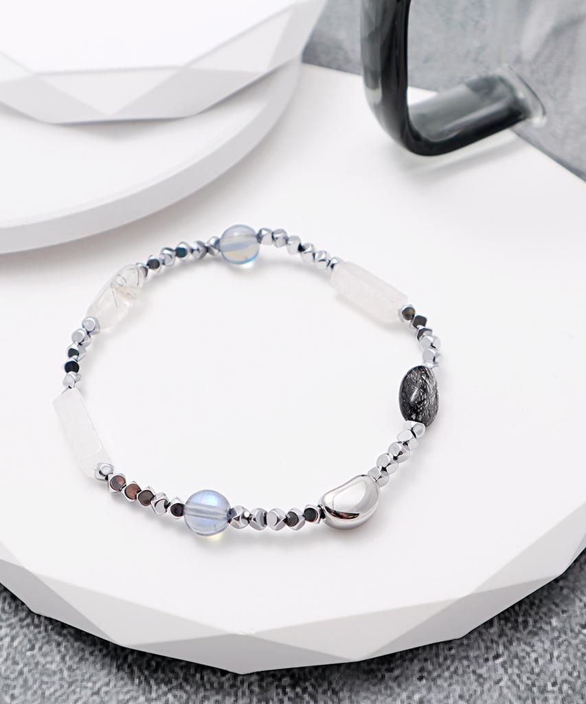 Браслет Polalita Lunar Blue Glow & White Stone Mix (Plt-Br-102_Sv)