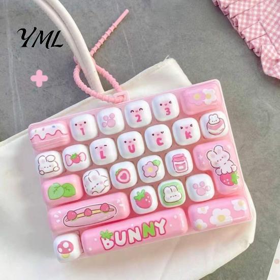 Unique Bag Charm for Kids 26-Key Keyboard Fidget Toy, Cute Cartoon Clicky Clicker Toy with Mini Silicone Keychain, Backpack Pendant Stress Relief,