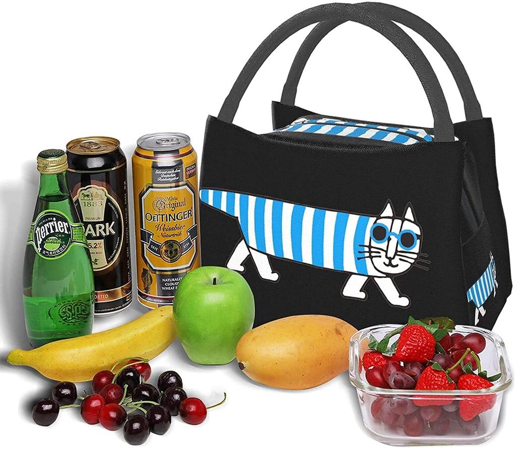 Lisa Larson Insulated Lunch Bag with Bento Cooler Bag with Soft Cooler Bag Clasp, Black, Box, Insulated, Zipper, Compact, Bag, Tote/Eco