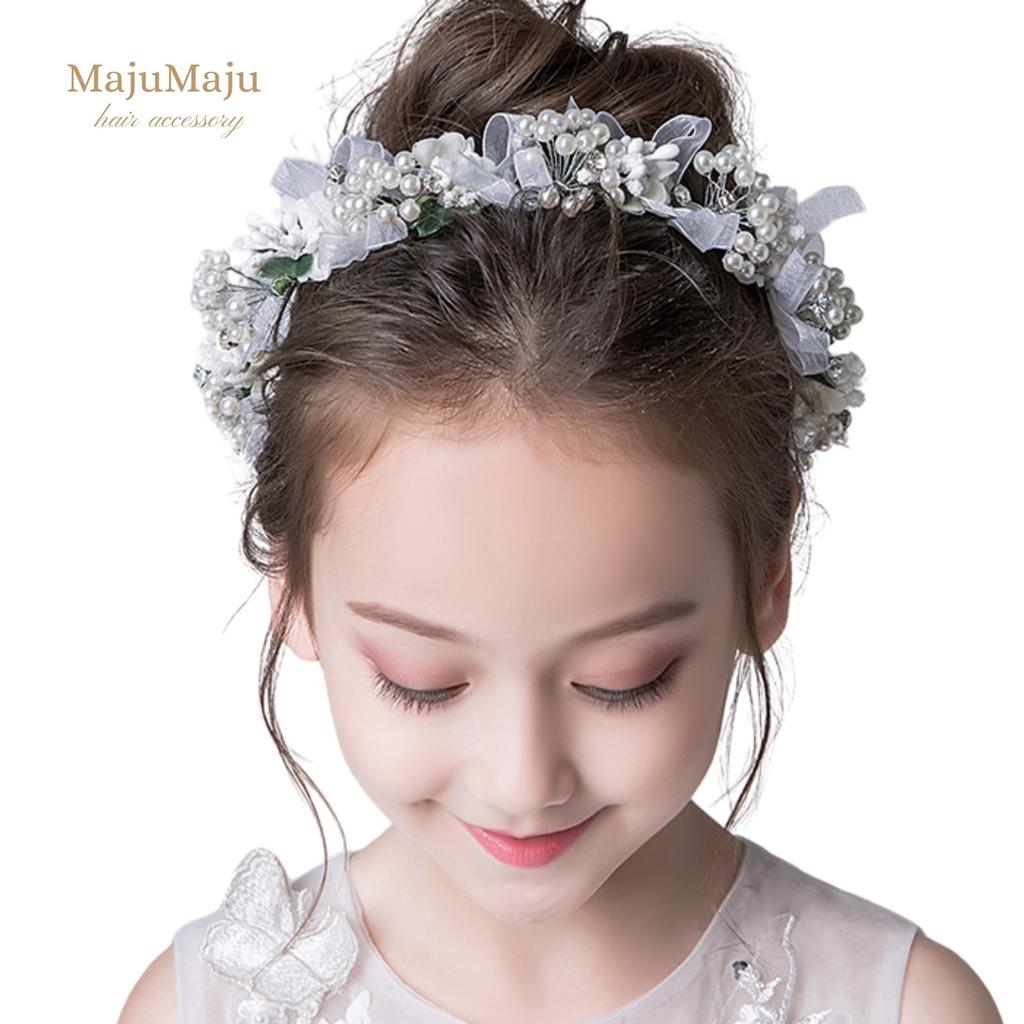Hair Piano Head Handmade Hair Ornament Accessories, Recital, Dress, Girls, Children, Handmade, Arrangement, (D) (PHC12-W)
