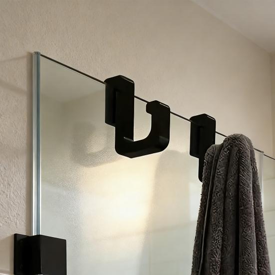 2Pcs Shower Door Hooks Bathroom Towel Hooks Bath Robe Hanger Hooks for 8mm Thick Frameless Glass Shower