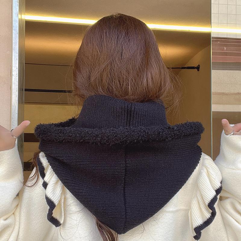 Balaclava Autumn and Winter Warm Knitted Hat Women's Fashion Scarf Integrated Knitted Ear Protection Woolen Hat