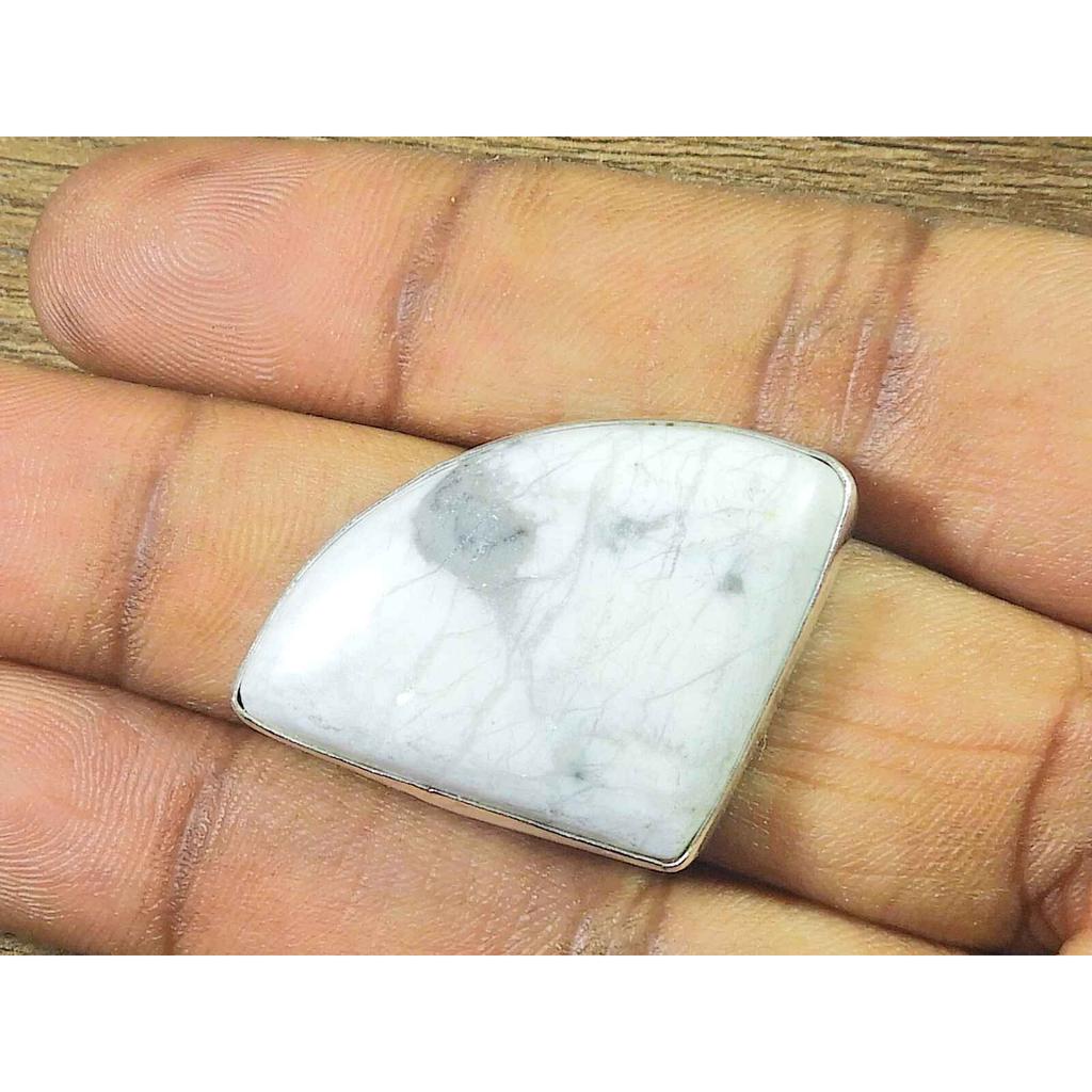 22X33MM Natural Howlite 925 Sterling Silver Fancy Handmade Ring Size US 8.5 MK-174