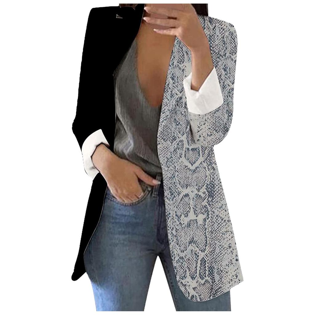 Women's Fashion Lapel Printed Jacket Temperament Casual Suit Jacket