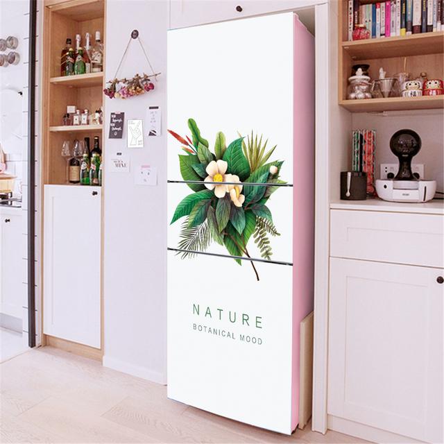3D Flowers Self Adhesive Refrigerator Wrap Freezer Sticker Art Fridge Door Cover Wallpaper Relief Flower Kitchen Accessories