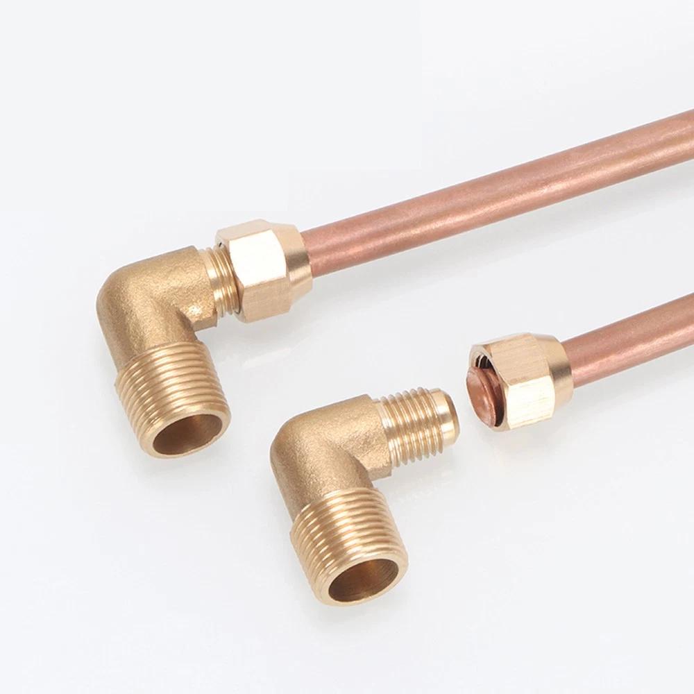 Brass Male Thread Flare Connector 1/4" 3/8" 1/2" BSP 90° Elbow 6mm 8mm 10mm Refrigeration Aircon Fitting