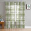 Sage Green Watercolor Plaid Sheer Curtains For Living Room Kitchen Window Curtains Bedroom Tulle Voile Curtains