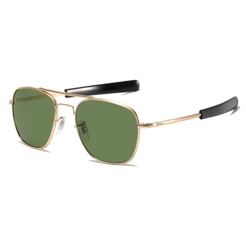 Tempered glass men's sunglasses high-end metal square double-beam UV-proof driving glasses big-name sunglasses high-end goods
