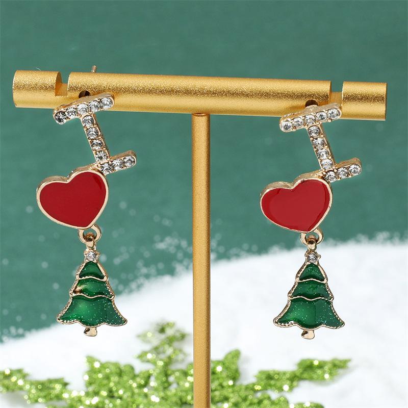 Christmas Baroque Irregular Imitation Pearl Stacked Star Tree Drop Earrings Xmas Tree Earring For Women Holiday Jewelry Gift