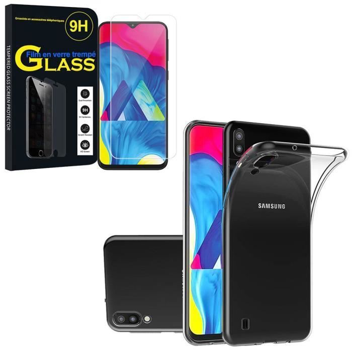 Coque et film de protection - VCOMP - Samsung Galaxy M10 - UltraSlim - Transparent - Verre Trempé