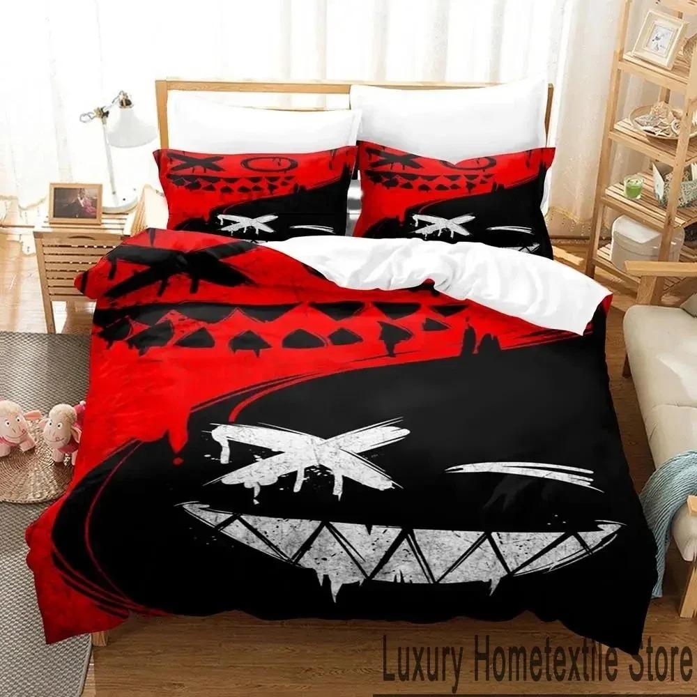 3D Print XOXO Devil Smiling Face Bedding Set Duvet Cover Bed Set Quilt Cover Pillowcase Comforter King Queen Size Boys Adult