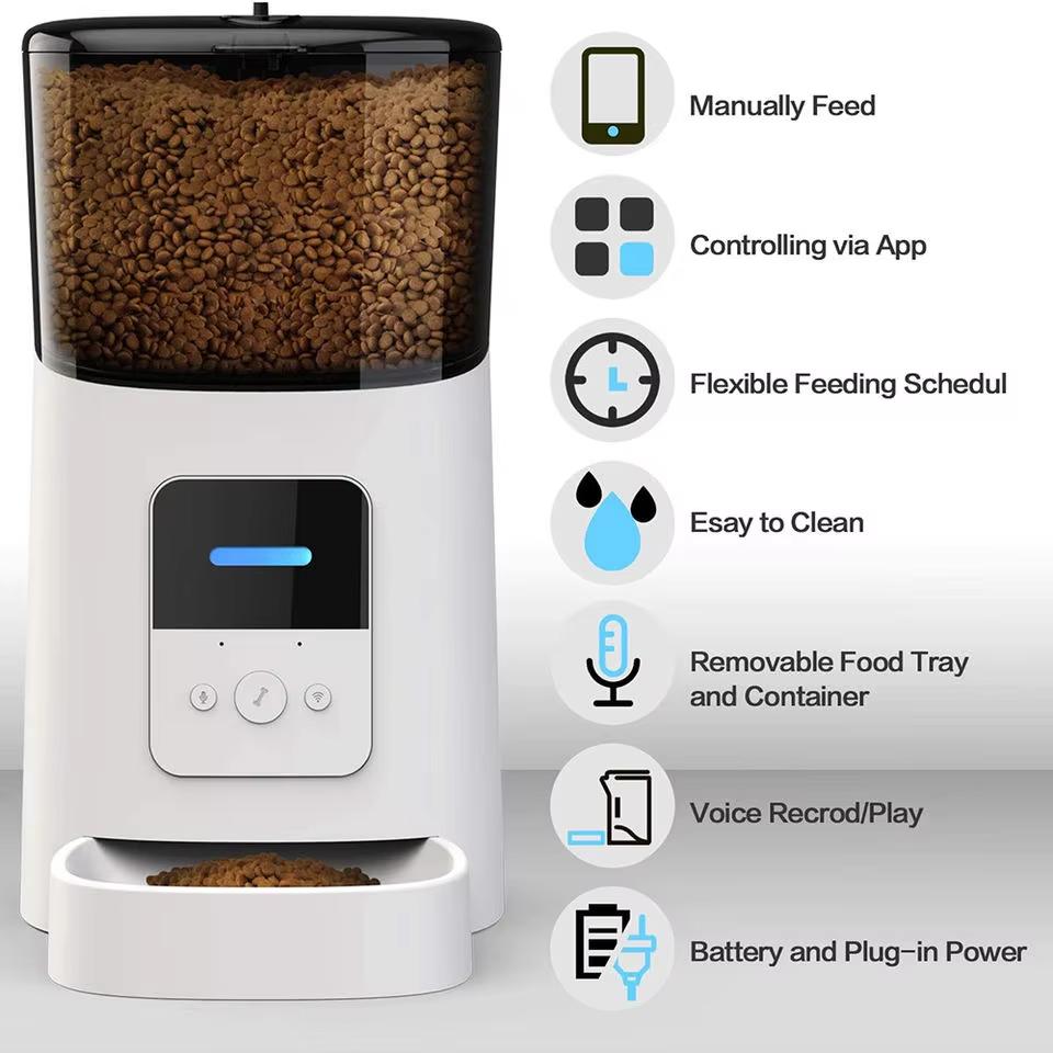 Dog Cat Smart Pet Feeder Wifi Mobile Phone App Remote Control Microchip Automatic Pet Feeder With 6L