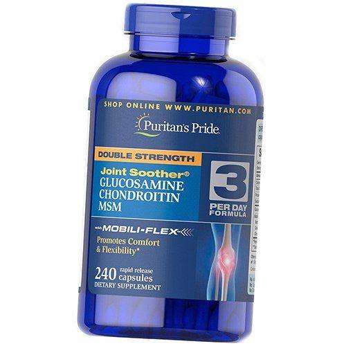 Joint Support, Chondroprotector, Glucosamine Chondroitin MSM-3 Per Day Formula Caps, Puritan's Pride 120caps (03367013)