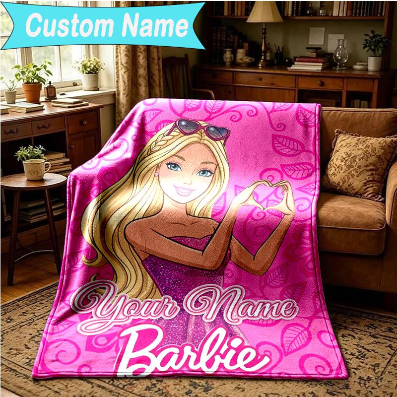 1PC Custom Name Blanket Pink Princess Adventure Flannel blankets Patterns Throw Blanket All-Season Soft Gift for Couch, Bed, Camping, Birthday gifts