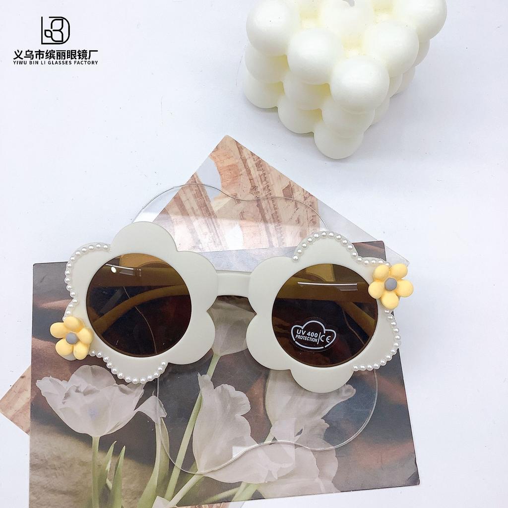 Vintage Diy Children'S Sunglasses Flower Cute Boys And Girls Sunglasses Travel Sun Protection Uv Protection Glasses