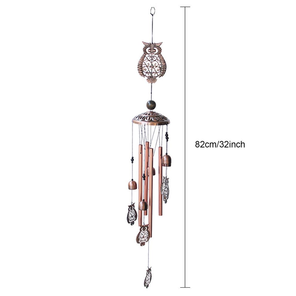 Vintage Metal Wind Chimes Bird Owl Wind Chimes Retro Brass Wind Chimes With S-Shaped Hook Dercoration For Indoor Outdoor Nordic