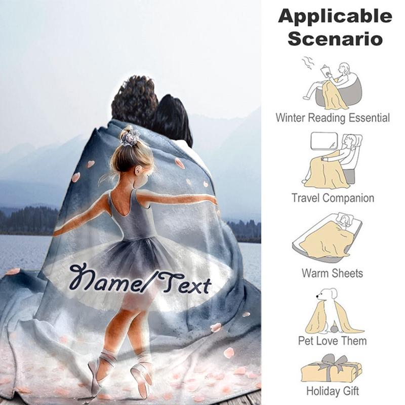 1PC Custom Name Dreams Petals outdooor Flannel blankets Throw Blanket All-Season Throw Gift Bedspread for Couch, Bed, Camping Holiday Birthday gift