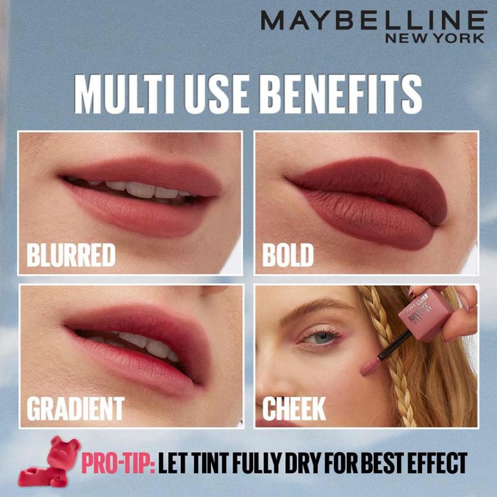 Maybelline New York Super Stay Teddy Tint Цвет для губ и щек 5 мл Skinny Dip Стойкий Матовый