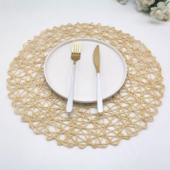 Table Mat Environmentally Friendly for Home Round Non-Slip Heat Insulation Round Coaster Stylish Anti-slip Tight Woven CLE