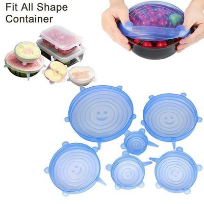 6шт многоразовые крышки для пищевых продуктов, силиконовые эластичные гибкие крышки, расширяемая крышка для уплотнения пищевых продуктов