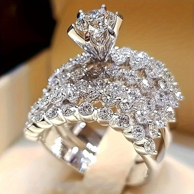 1pc Fashion Sparkling Faux Zirconia Ring for Women, Elegant Daily Wear Jewelry, Ideal Gift for Family and Friends, Boyfriend/Girlfriend on Birthday or
