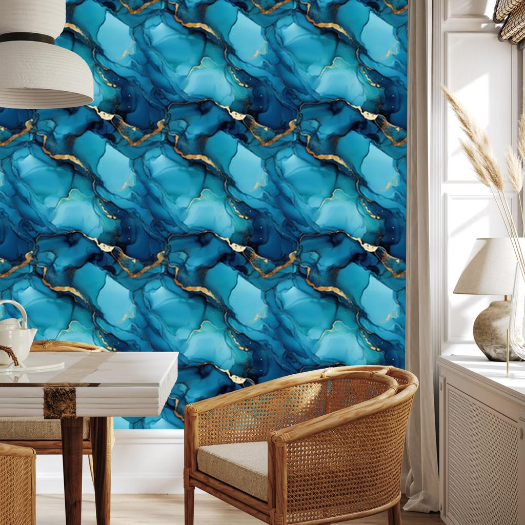 Ink turquoise, mountain turquoise wallpaper for living room and bedroom 50x1000