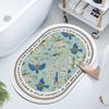 French Retro Oval Diatomaceous Mud Upholstered Toilet Bathroom Absorbent Mat Non-slip Foot Mat Quick Drying Door Mat