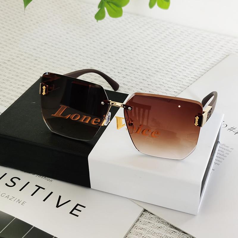 Солнцезащитные очки без оправы, Модные и простые солнцезащитные очки, Женские высококлассные ретро квадратные солнцезащитные очки