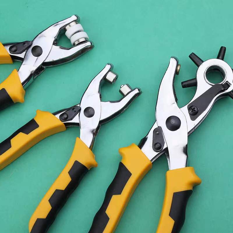 Fenrry 3 в 1 Дырокол для кожаного ремня + Плоскогубцы для люверсов + Набор инструментов для установки люверсов кнопок, круглые 2,5/3/3,5/4/4,5/5 мм