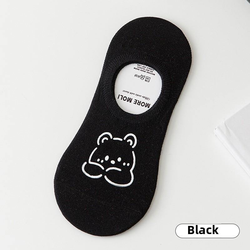 Носки-лодочки с рисунком медвежонка, женские тонкие нескользящие силиконовые носки с невидимой пяткой, женские летние простые короткие носки с неглубоким носком