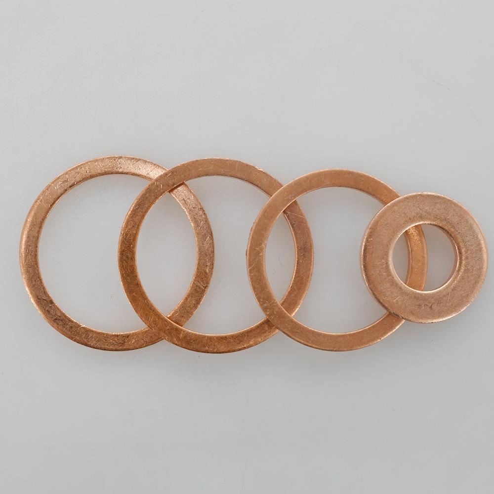 M5 M6 M8 M10 M12 M14 M16 M18 M20 M22 M24 Solid Pure Copper Oil Plugs Washer O-Ring Gasket Motorcycle Sump Flat Sealing Spacers Oil Drain Plugs 3