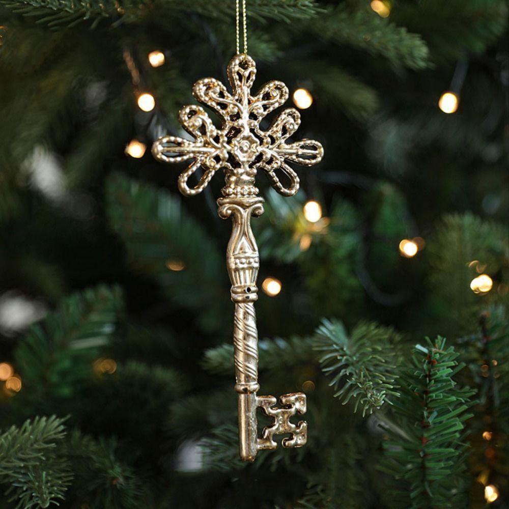 Plastic Christmas Gold Plating Hanging Pendant Snowflake Elk Christmas Tree Ornaments Decorative Butterfly Angel Xmas Pendants