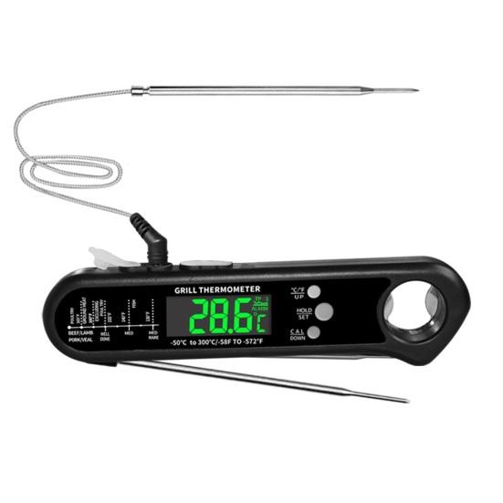 Водонепроницаемый пищевой термометр зонд цифровой дисплей высокоточный складной дизайн функция открывалки для бутылок беспроводной термометр для мяса питание от батареи