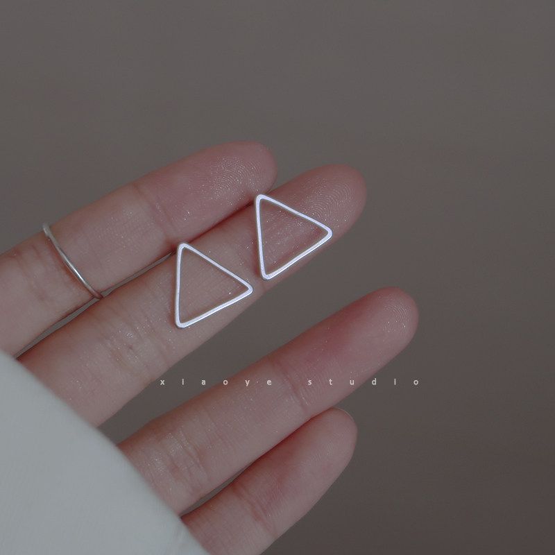 Normcore Big Geometric Triangle Earrings 925 Sterling Silver Niche Design Trendy Cool Easiest for Match Earrings Fashion Ornament Women