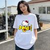 Летние футболки с принтом Hello Kitty для женщин, короткий рукав, чистый хлопок, семейные matching-наряды, классическая универсальная футболка, 2026