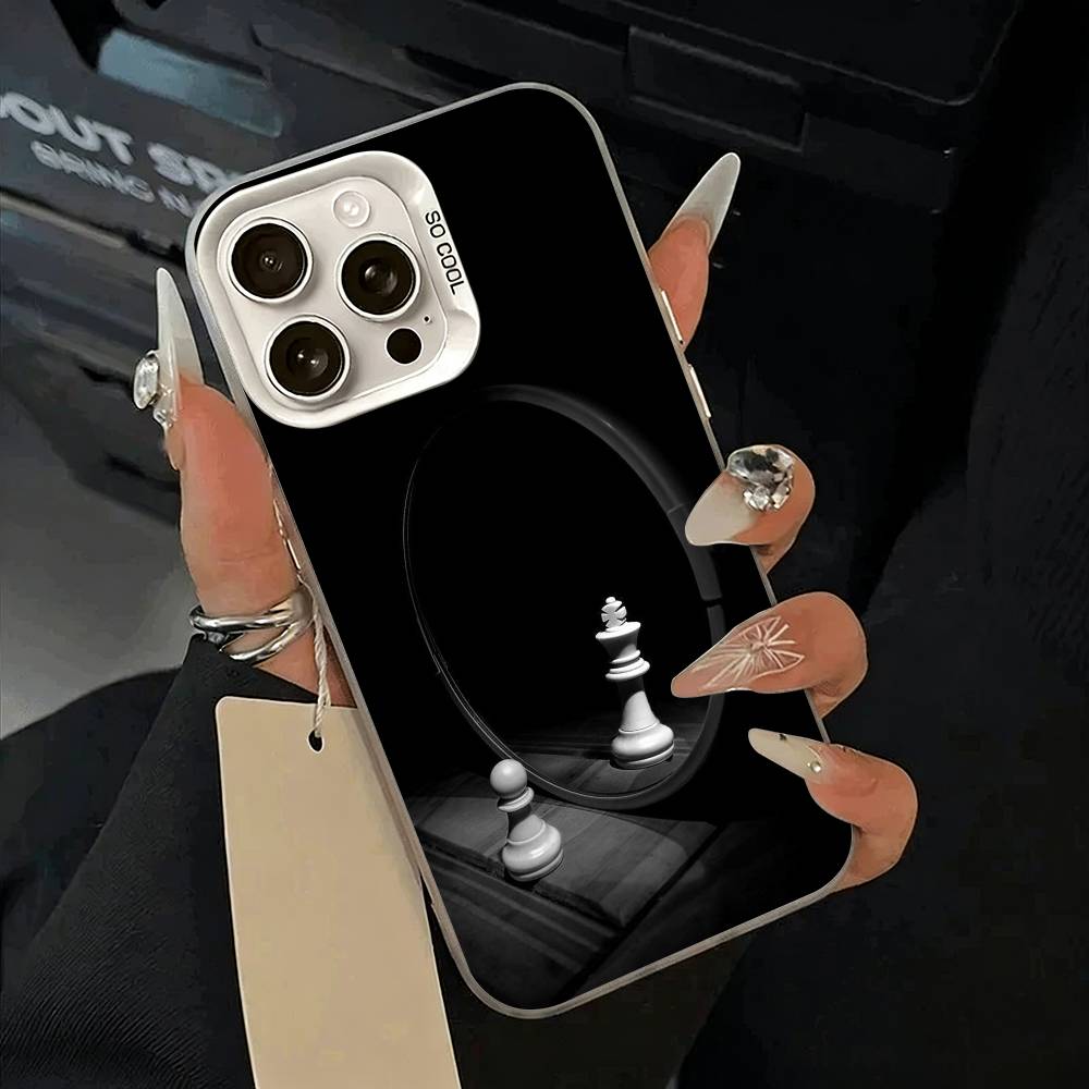 Крутая Чехол-Арт Шахматы Для iPhone 11 12 13 14 15 16 Pro Max Plus белый Серебристый Чехол для Телефона