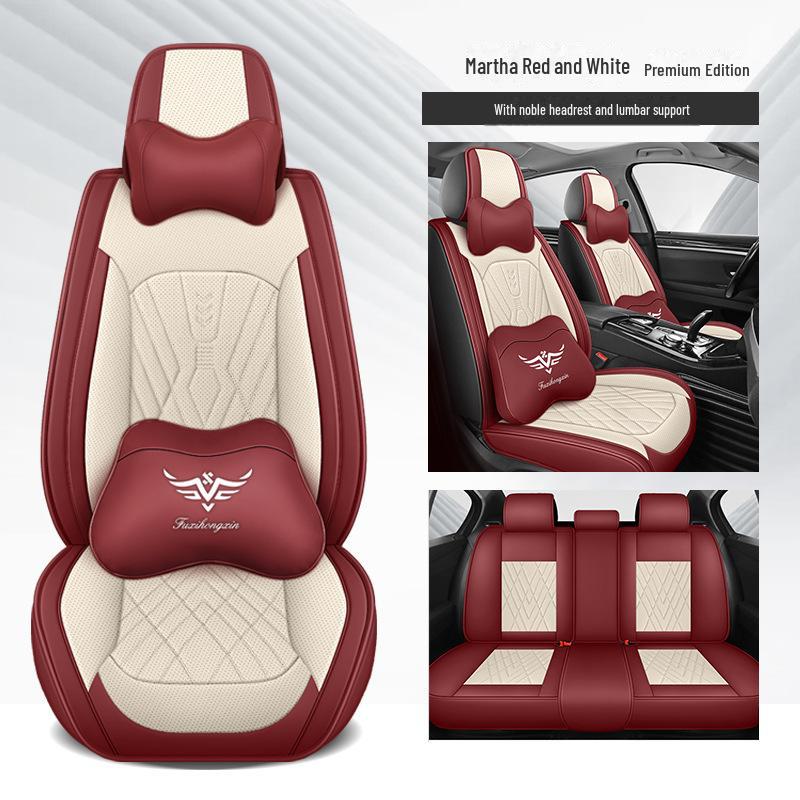 Перфорированная дышащая кожаная подушка для автомобильного сиденья — универсальная, подходит для всех сезонов (5-местный)