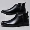 New British Leather Men's Boots Chelsea Casual Shoes Side Zipper Men Ankle Boots Business Dress Slip On Male Flat Designer Shoes