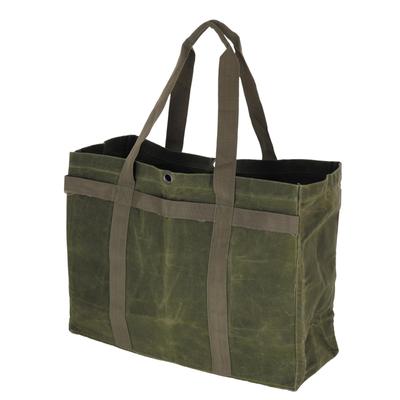 Большая сумка-тоут Takagi KANUCHI OUTDOOR из парафинового холста цвета хаки. С люверсом для завязывания. С горизонтальной петлей. Прочная, водоотталкивающая.