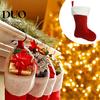 Soft Plush Gift Bags for Family 18 Inch Christmas Stocking, Classic Large Fireplace Hanging Stocking Red White Xmas Party Ornaments with Cuff