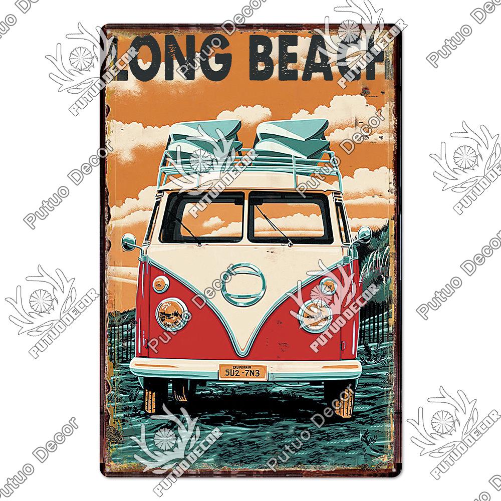 Decor Beach Vintage Plaque Metal Plate Retro Tin Signs Summer Wall Art Poster Seaside Tiki Bar House Room Iron Painting