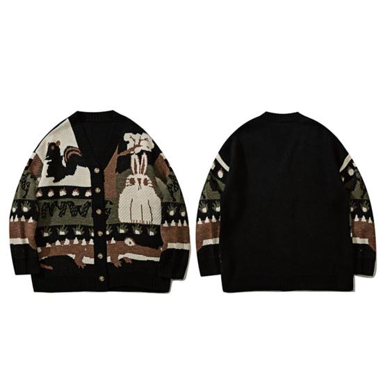 Winter Sweater Anti-pilling Print Long Sleeve Great Vintage for Daily Wear