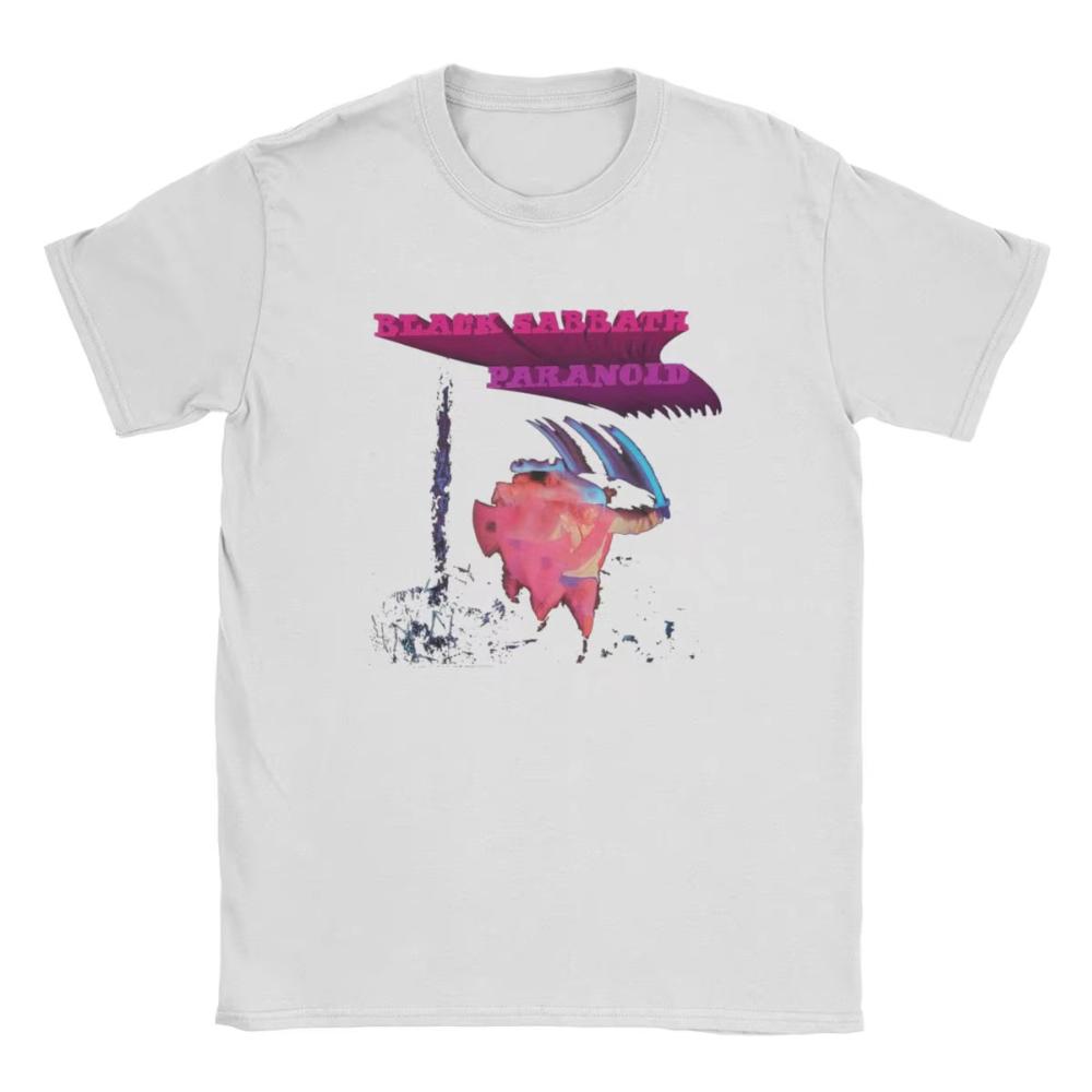 Men T-Shirts Black Official Paranoid Motion Trail Sabbathes Cotton Tee Short Sleeve British Rock Band T Shirt Crew Neck Clothing