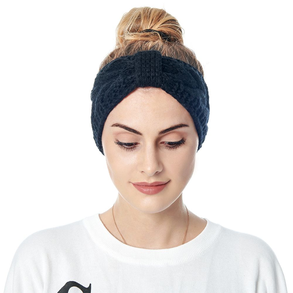 Wool Knitted Ear Warmer Hairband Headwear Women's Headband Cross Knot Hairband Head Wrap