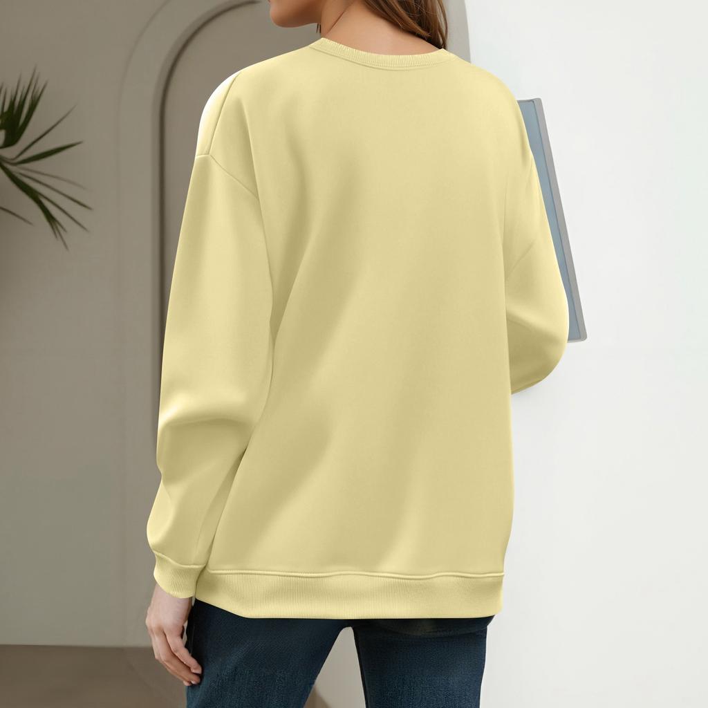 Женская модная повседневная толстовка с длинным рукавом и круглым вырезом с принтом