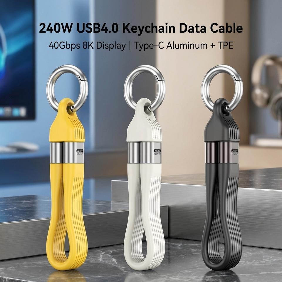 Кабель Type C 240 Вт 40 Гбит/с с брелоком PD3.1 5 А 8K@60 Гц USB-C на USB Адаптер Кабель для высокоскоростной передачи данных И быстрой зарядки