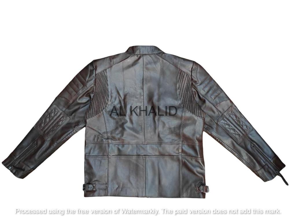 Коричневая кожаная куртка из натуральной мягкой овчины, мужская, ручная работа, модная, повседневная, байкерская