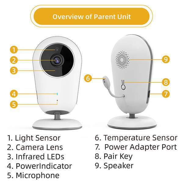 CrossVB609 3.2" Wireless Baby Monitor with Two-Way Talk, Night Vision, and Temperature Measurement